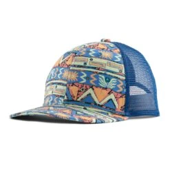 Patagonia Kids Trucker Hat - Organic Cotton & Recycled PET -Sportswear Shop kids trucker hat organic cotton recycled pet headwear patagonia high hopes geo salamander green 585041