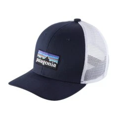 Patagonia Kids Trucker Hat - Organic Cotton & Recycled PET -Sportswear Shop kids trucker hat organic cotton recycled pet headwear patagonia p 6 logo navy blue 312576