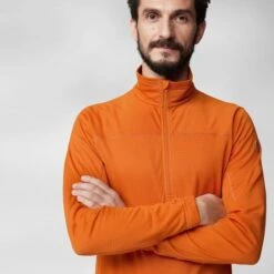 FJÄLLRÄVEN M's Abisko Lite Fleece Half Zip - 100% Recycled Polyester -Sportswear Shop ms abisko lite fleece half zip 100 recycled polyester shirt fjallraven sunset orange m 745824