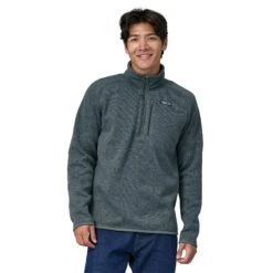 Patagonia M's Better Sweater 1/4 Zip Fleece - 100% Recycled Polyester -Sportswear Shop ms better sweater 14 zip fleece 100 recycled polyester shirt patagonia nouveau green s 649414