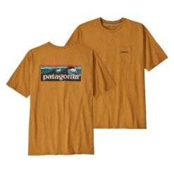 Patagonia M's Boardshort Logo Pocket Responsibili-Tee - Recycled Cotton & Recycled Polyester -Sportswear Shop ms boardshort logo pocket responsibili tee recycled cotton recycled polyester shirt patagonia dried mango s 187676