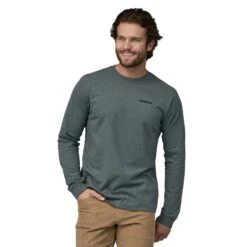 Patagonia M's Long-Sleeved P-6 Logo Responsibili-Tee® - Recycled Polyester -Sportswear Shop ms long sleeved p 6 logo responsibili teer recycled polyester shirt patagonia nouveau green s 360615