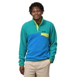 Patagonia M's LW Synch Snap-T Fleece Pullover - 100% Recycled Polyester -Sportswear Shop ms lw synch snap t fleece pullover 100 recycled polyester shirt patagonia vessel blue s 527080