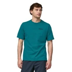 Patagonia M's P-6 Logo Responsibili-Tee® - Recycled Cotton -Sportswear Shop ms p 6 logo responsibili teer recycled cotton shirt patagonia belay blue s 763589