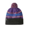 Patagonia Powder Town Beanie -100% Recycled Polyester -Sportswear Shop powder town beanie 100 recycled polyester headwear patagonia park stripe purple 701601