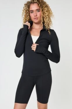 Reset Long Sleeve Mock Neck, Half Zip -Sportswear Shop reset long sleeve mock neck half zip shirt girlfriend collective black xs 523613