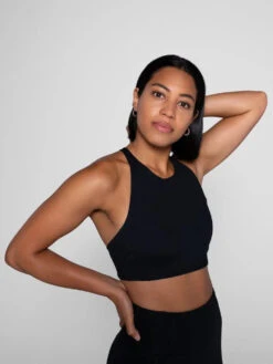 Topanga Sports Bra - Made From Recycled Plastic Bottles -Sportswear Shop topanga sports bra made from recycled plastic bottles bra girlfriend collective black xs 650233