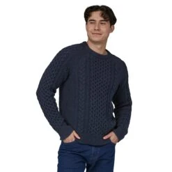 Patagonia Unisex Cable Knit Crewneck Sweater - Recycled Wool & Recycled Nylon -Sportswear Shop unisex cable knit crewneck sweater recycled wool recycled nylon shirt patagonia 497548