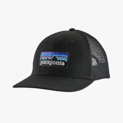 Patagonia Unisex P-6 Logo Trucker Hat - Organic Cotton -Sportswear Shop unisex p 6 logo trucker hat cap patagonia black 978553