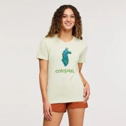 Cotopaxi W's Altitude Llama Organic T-Shirt - Organic Cotton & Recycled Polyester -Sportswear Shop ws altitude llama organic t shirt organic cotton recycled polyester shirt cotopaxi lichen xs 169120