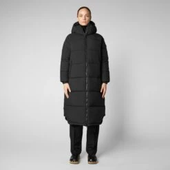 SAVE THE DUCK W's Halesia Hooded Coat - 100% Recycled Nylon -Sportswear Shop ws halesia hooded coat 100 recycled nylon jacket save the duck black s 945457