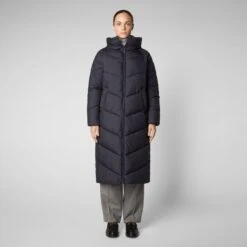 SAVE THE DUCK W's Janis Hooded Puffer Jacket - Recycled Plastic Bottles -Sportswear Shop ws janis hooded puffer jacket recycled plastic bottles jacket save the duck blue black s 897435