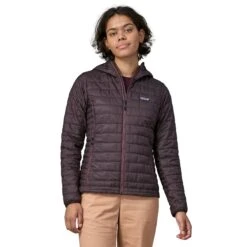 Patagonia W's Nano Puff® Hoody - Recycled Polyester -Sportswear Shop ws nano puffr hoody recycled polyester jacket patagonia obsidian plum s 725298