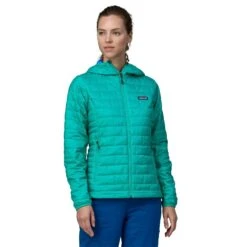 Patagonia W's Nano Puff® Hoody - Recycled Polyester -Sportswear Shop ws nano puffr hoody recycled polyester jacket patagonia subtidal blue s 512443