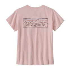 Patagonia W's P-6 Logo Responsibili-Tee - Recycled Cotton & Recycled Polyester -Sportswear Shop ws p 6 logo responsibili tee recycled cotton recycled polyester shirt patagonia 681717