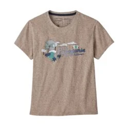 Patagonia W's Palm Protest Responsibili-Tee - Recycled Cotton & Recycled Polyester -Sportswear Shop ws palm protest responsibili tee recycled cotton recycled polyester shirt patagonia shroom taupe s 142754