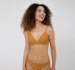 W's Re-Swim Bikini Top - Recycled Nylon -Sportswear Shop ws re swim bikini top recycled nylon swimwear organic basics ocher xs 487733