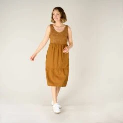 Sherpa W's Tharu Tank Dress - Organic Cotton, Modal & Hemp -Sportswear Shop ws tharu tank dress organic cotton modal hemp dress sherpa caramel s 567791